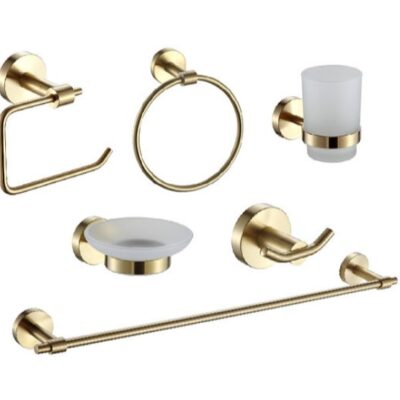 KIT DE BAÑO ACERO DORADO 6 PIEZAS XM 72207