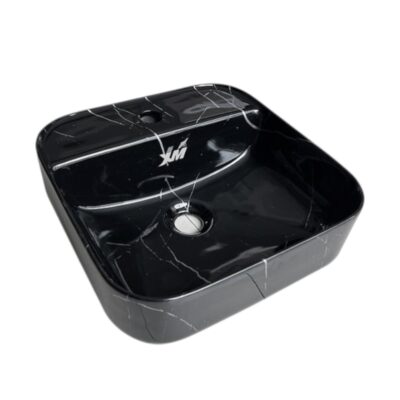 OVALIN DE LOZA 39X14X11CM NEGRO MARMOLEADO XM 468ANB