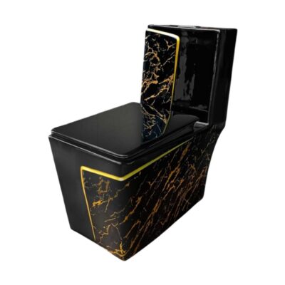 INODORO ONE PIECE NEGRO MARMOLEADO C/ ASIENTO S-TRAP SEAT CLOSE NEGRO WC-806S – FRENCIA