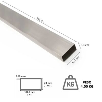 REGLA ALUMINIO MATE 4″ X 1 1/2″ SUPERPESADA EURO 1.50MM X 6MTS