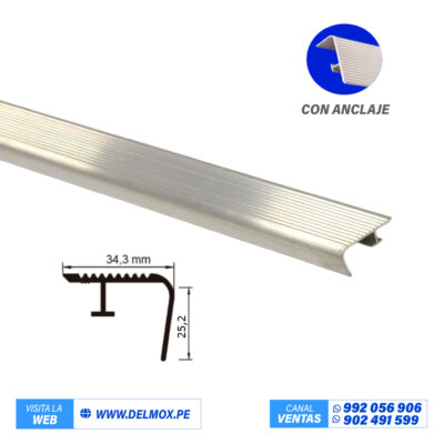 CANTONERA ALUMINIO C/ ANCLAJE 1 1/2″ PESADA X 6MTS